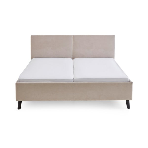 Smėlio spalvos dvigulė lova audiniu dengta su lovos grotelėmis 160x200 cm Piano – Meise Möbel-image-3