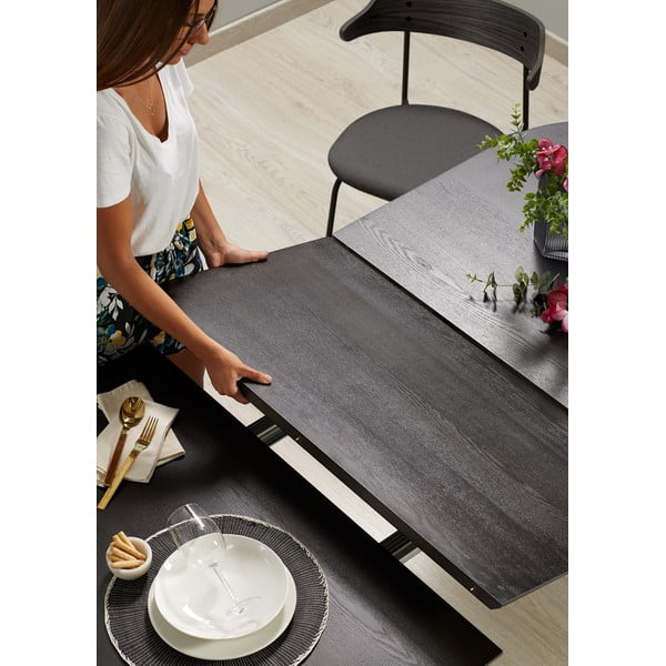 Prailginamas valgomojo stalas su uosio dekoro stalviršiu 90x140 cm Norfort – Kave Home-image-3