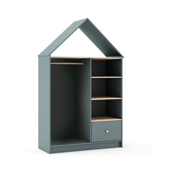 Pilkai žalios spalvos atvira vaikiška spinta 110x180x45 cm Estefania – Marckeric-image-4