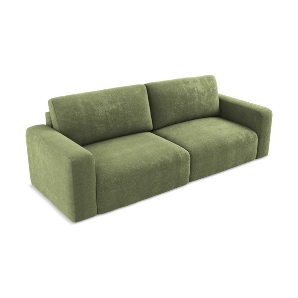 Žalios spalvos sulankstoma/su sandėliavimo vieta sofa iš šenilinio audinio 252 cm Kona – Makamii-image-3