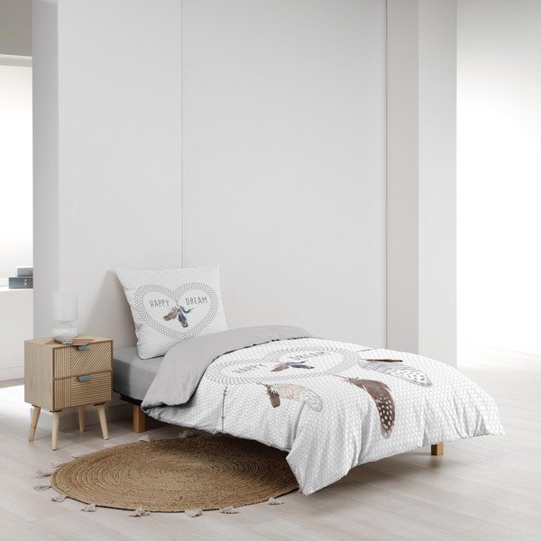 Iš medvilnės viengulė patalynė baltos spalvos 140x200 cm Happy Dream – douceur d'intérieur-image-2