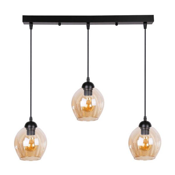 Juodas pakabinamas šviestuvas su stikliniu gaubtu 14x70 cm Aspa - Candellux Lighting-image-3