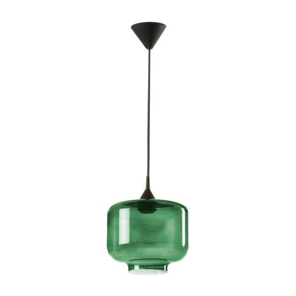Juodas pakabinamas šviestuvas su žaliu stikliniu gaubtu Tierra Bella Ambar, ø 25 cm