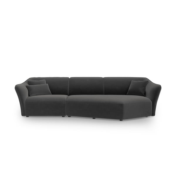 Iš velveto kampinė sofa tamsiai pilkos spalvos Tokyo – Cosmopolitan Design