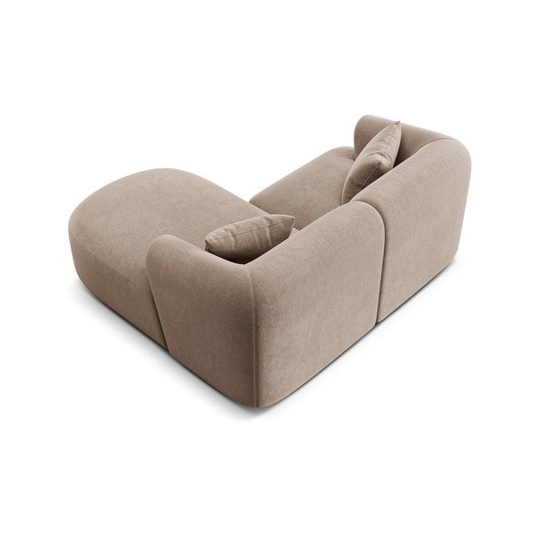 Šviesiai rudos spalvos kampinė sofa iš velveto (su dešiniuoju kampu/su gultu) Campi – Cosmopolitan Design-image-4