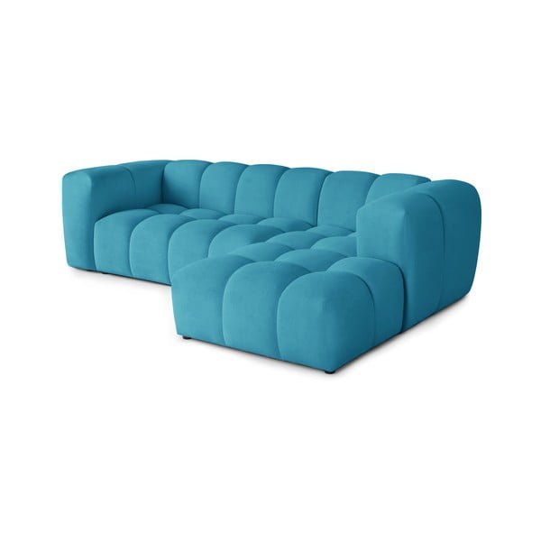 Turkio spalvos iš velveto kampinė sofa (su dešiniuoju kampu/su gultu) Cube – Bonami Selection-image-4