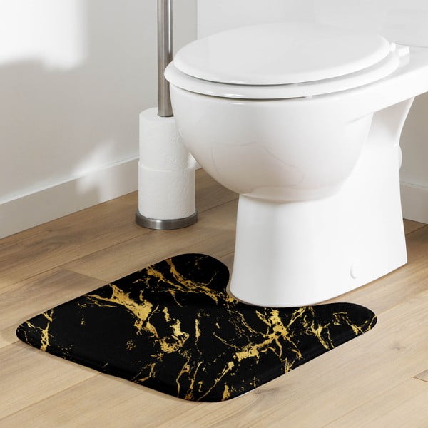 Juodos spalvos/auksinės spalvos vonios kilimėlis 45x45 cm Aquamarbre – douceur d'intérieur-image-1