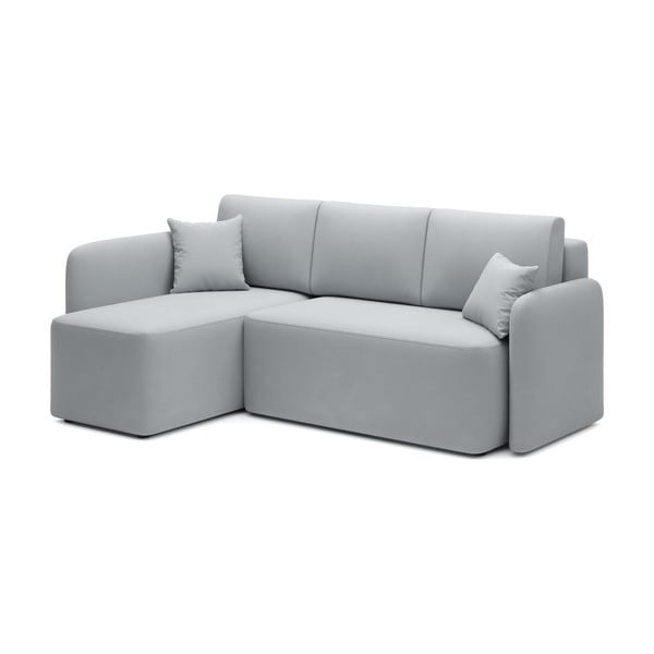 Šviesiai pilkos spalvos iš velveto sulankstoma/su sandėliavimo vieta kampinė sofa (su kairiuoju kampu/su gultu) Hadson – ELTAP-image-2