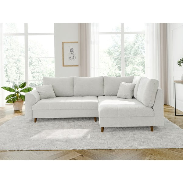 Baltos spalvos iš boucle kampinė sofa (su dešiniuoju kampu/„L“ formos) Ariella – Ropez-image-1
