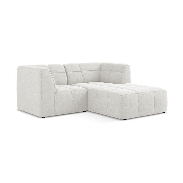 Baltos spalvos kampinė sofa iš boucle (su dešiniuoju kampu/su gultu) Aloha – Makamii-image-2