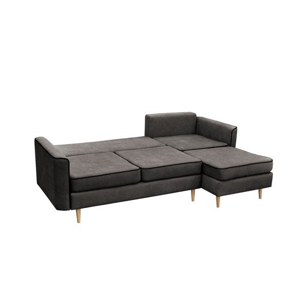 Tamsiai pilka sofa-lova su šviesiomis kojomis Mazzini Sofas Ladybird, dešinysis kampas-image-3