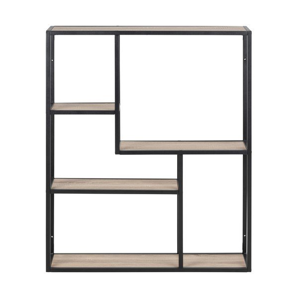 Knygų lentyna juodos spalvos/natūralios spalvos iš ąžuolo 75x91 cm Seaford – Actona