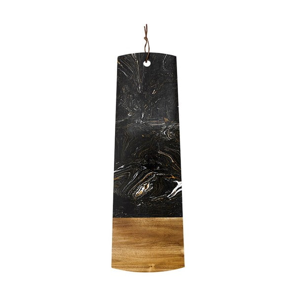 Juodos spalvos serviravimo lenta iš akmens ir akacijos medienos Ladelle, 60 cm ilgio