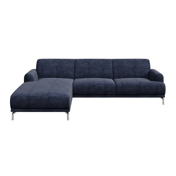 Mėlyna kampinė sofa MESONICA Puzo, kairysis kampas