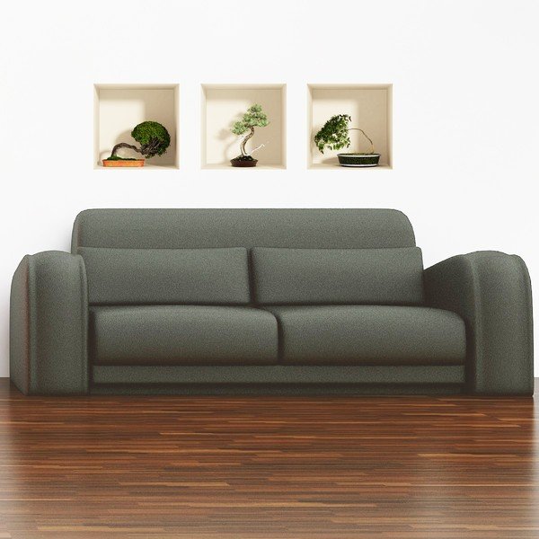 3 lipdukų rinkinys su 3D efektu Ambiance Bonsais-image-2