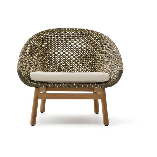 Žalios spalvos/natūralios spalvos medžio masyvo sodo krėslas Olbia – Kave Home-image-4