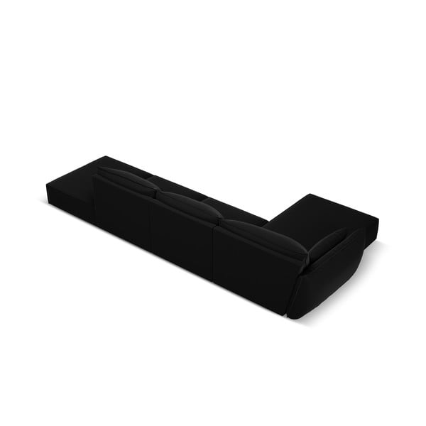 Juodos spalvos iš velveto kampinė sofa (su kairiuoju kampu/su gultu) Vanda – Mazzini Sofas-image-3