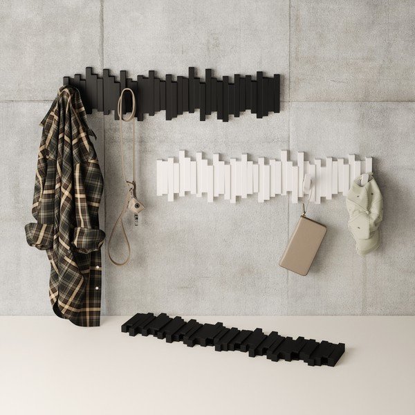 Juodos spalvos iš plastiko sieninė lentyna 72 cm Sticks – Umbra-image-3