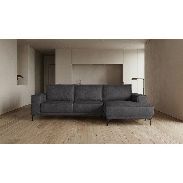 Iš dirbtinės odos kampinė sofa antracito spalvos (su dešiniuoju kampu) Copenhagen – Scandic-image-4