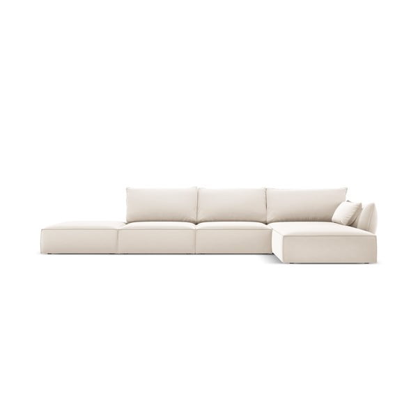 Smėlio spalvos iš velveto kampinė sofa (su dešiniuoju kampu/su gultu) Vanda – Mazzini Sofas