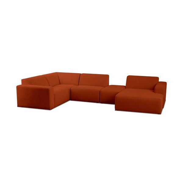 Iš boucle kampinė sofa raudonos plytų spalvos („U“ formos) Roxy – Scandic-image-1