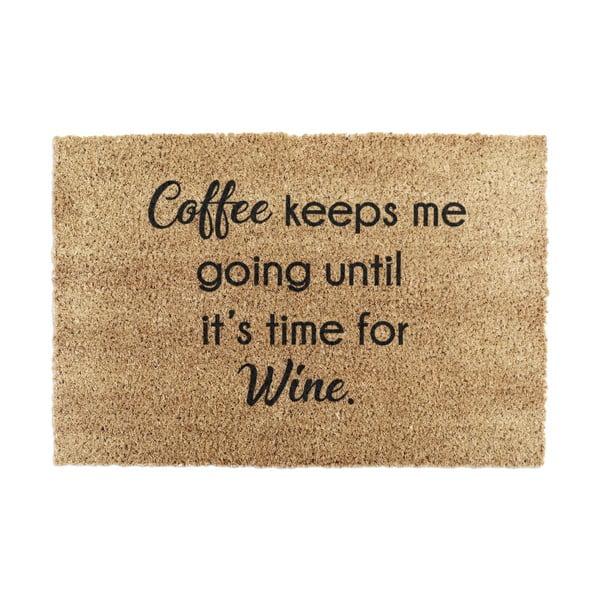 Iš kokoso pluošto grindų kilimėlis 40x60 cm Coffee Keeps Me Going – Artsy Doormats