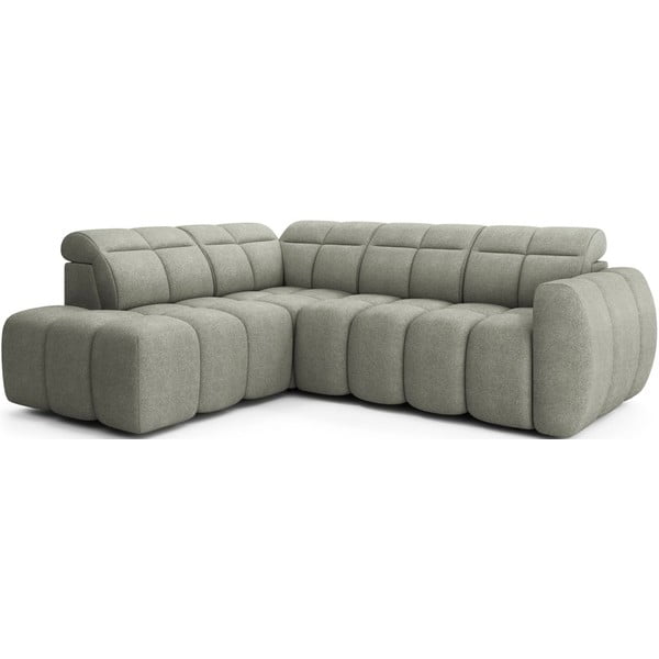 Pilkai žalios spalvos iš boucle sulankstoma/su sandėliavimo vieta kampinė sofa (su kairiuoju kampu/„L“ formos) Falconn – ELTAP-image-2