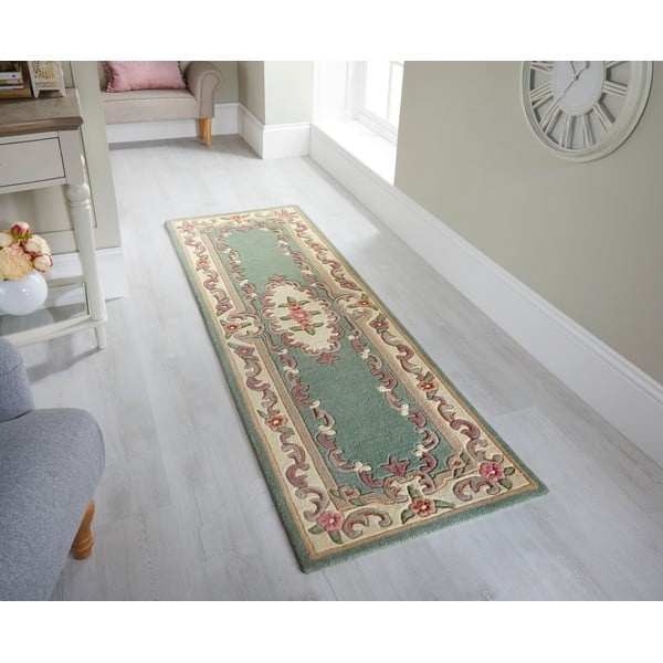 Žalias vilnonis kilimas Flair Rugs Aubusson, 67 x 210 cm-image-1
