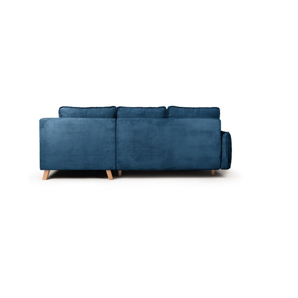 Iš kordinio velveto sulankstoma kampinė sofa mėlynos spalvos (su dešiniuoju kampu) Tori – Bonami Selection-image-4