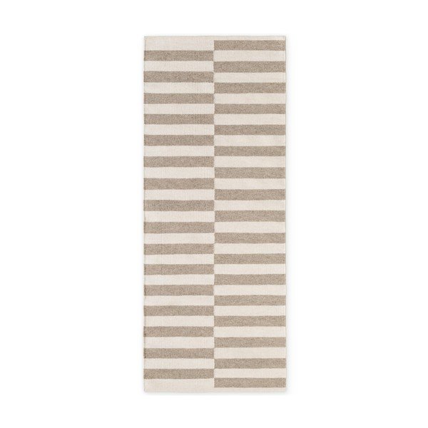 Apverčiamas/rankų darbo baltos spalvos/pilkos spalvos iš vilnos kilimas 80x200 cm Vika – Hanse Home