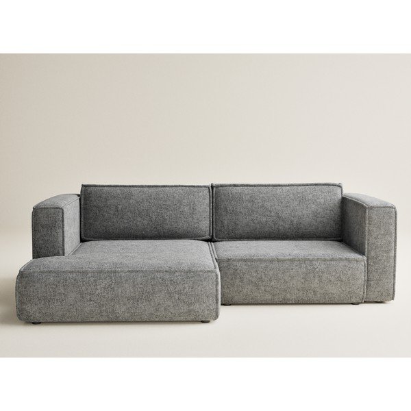 Pilkos spalvos sulankstoma/su sandėliavimo vieta kampinė sofa iš šenilinio audinio (su kairiuoju kampu/su gultu) Velto – Maison de Rêve-image-2