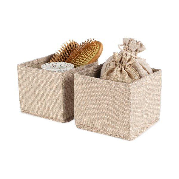 Smėlio spalvos iš tekstilės daiktadėžės 2 vnt. 14x12x12 cm Sandy – Compactor-image-3
