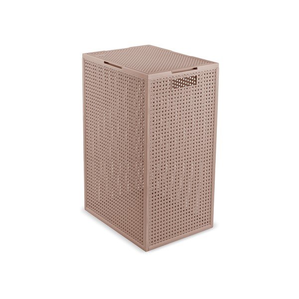 Pilkai rožinės spalvos iš perdirbto plastiko skalbinių krepšys 60 l Kaya – Curver