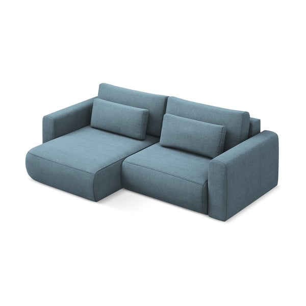 Šviesiai mėlynos spalvos sulankstoma/su sandėliavimo vieta kampinė sofa (su kairiuoju kampu/su gultu) Kapua – Makamii-image-4