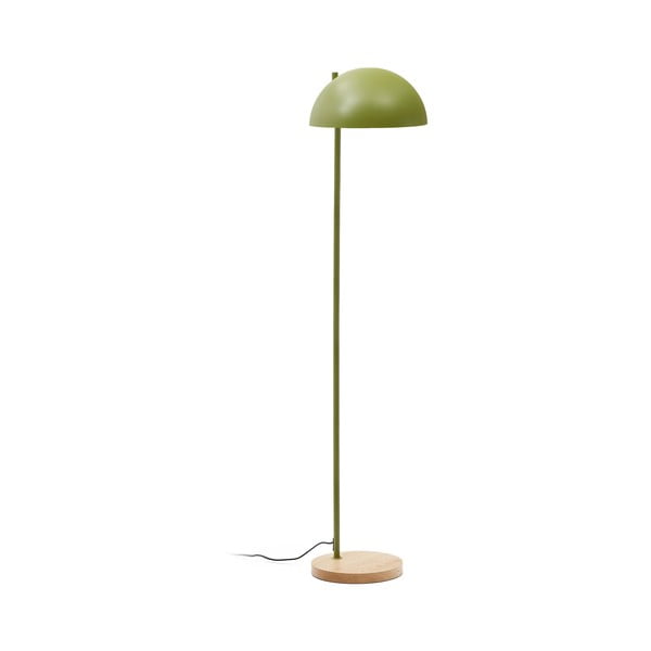 Žalios spalvos/natūralios spalvos pastatomas šviestuvas (aukštis 150 cm) su metaliniu gaubtu Catlar – Kave Home