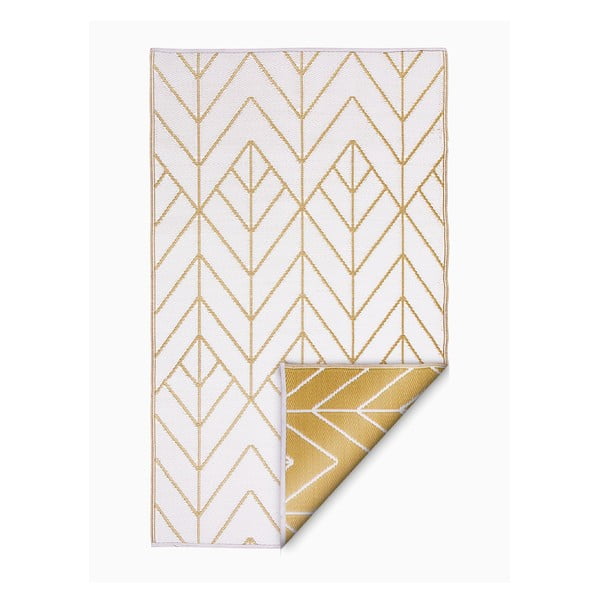 Smėlio ir aukso spalvos dvipusis lauko kilimas iš perdirbto plastiko Fab Hab Sydney, 90 x 150 cm-image-2