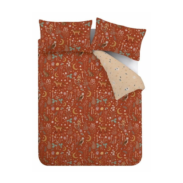 Raudonos plytų spalvos viengulė patalynė 135x200 cm Enchanted Twilight Animals – Catherine Lansfield