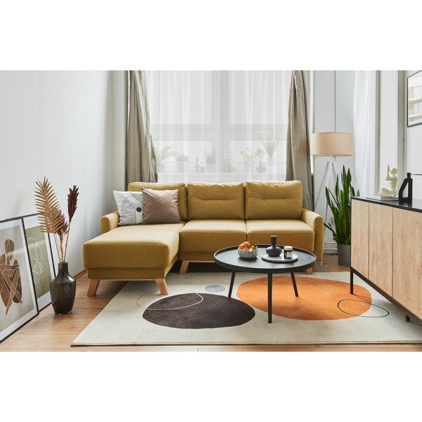 Geltona modulinė kampinė sofa-lova Bonami Selection Pop-image-1