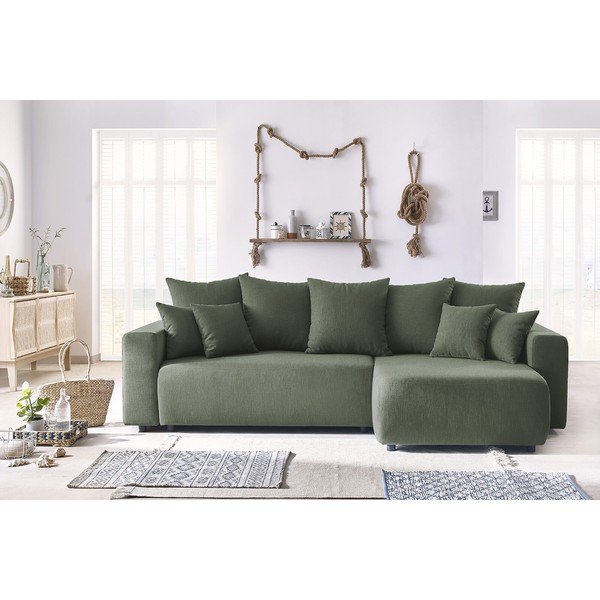 Žalia kampinė sofa-lova Bobochic Paris Envy-image-1