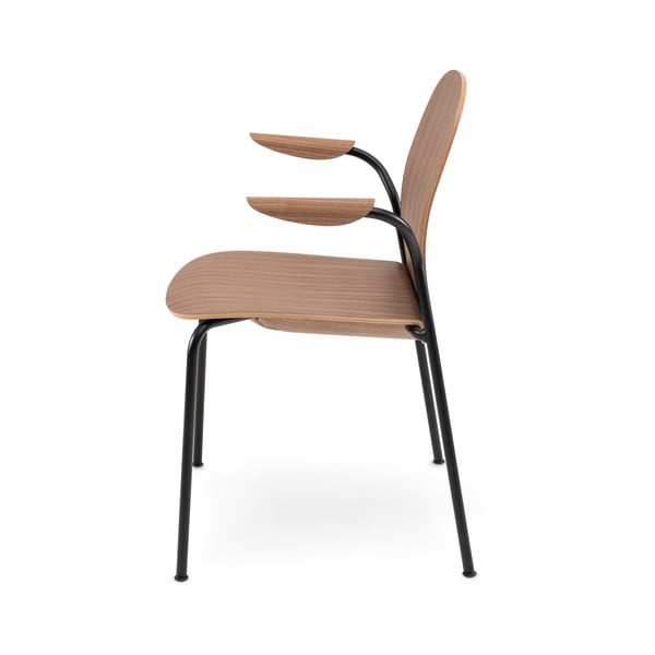 Konjako rudos spalvos/natūralios spalvos valgomojo kėdės su porankiais/galima dėti viena ant kitos 2 vnt. iš riešutmedžio Book – Gazzda-image-3