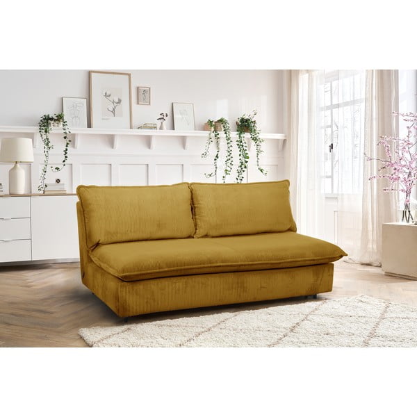 Iš kordinio velveto sulankstoma sofa geltonos spalvos 184 cm Isadora – Bobochic Paris-image-1