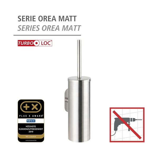 Klijuojamas iš nerūdijančio plieno tualeto šepetys matinės sidabrinės spalvos Orea – Wenko-image-4