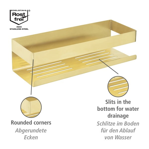 Aukso spalvos nerūdijančio plieno vonios kambario lentyna Genova - Wenko-image-4