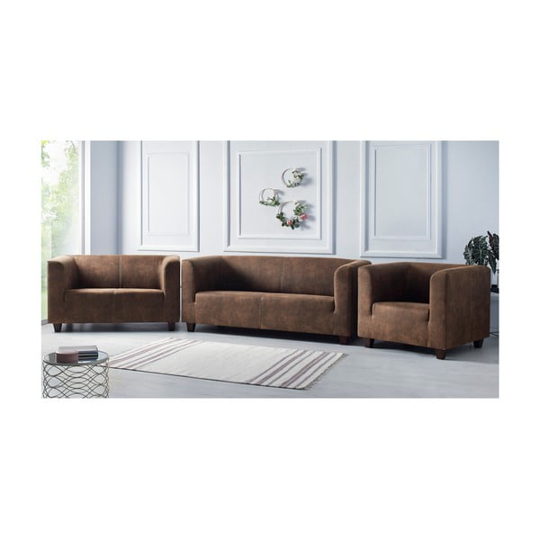 2 rudų sofų ir fotelio komplektas Bobochic Paris Django Preston