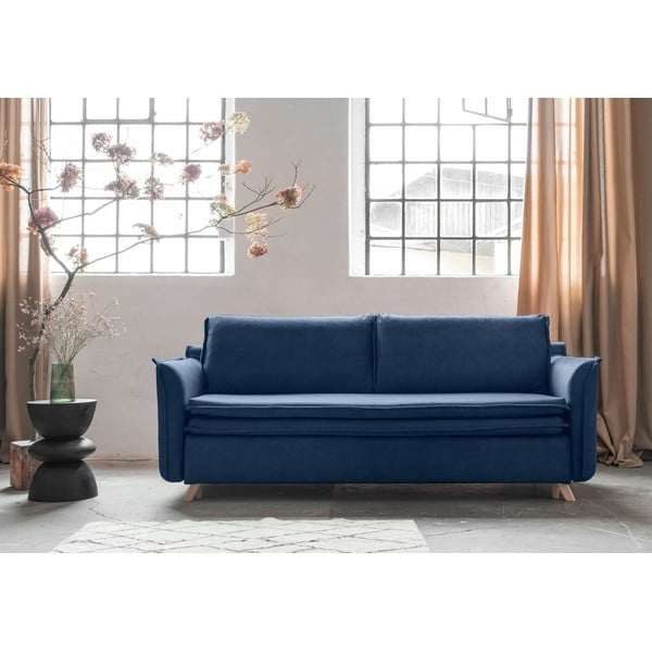 Iš velveto sulankstoma sofa tamsiai mėlynos spalvos 225 cm Charming Charlie – Miuform-image-1