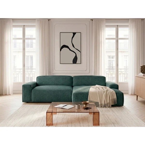 Žalios spalvos sulankstoma/ar elektrisko sēdekļa regulēšanu kampinė sofa (su dešiniuoju kampu) Abel – Bobochic Paris-image-1