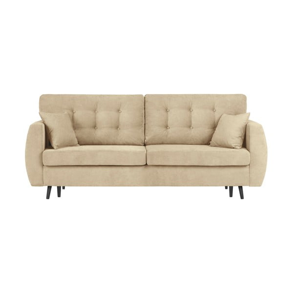 Smėlio spalvos trivietė sofa-lova su dėže "Cosmopolitan Design Rotterdam", 231 x 98 x 95 cm