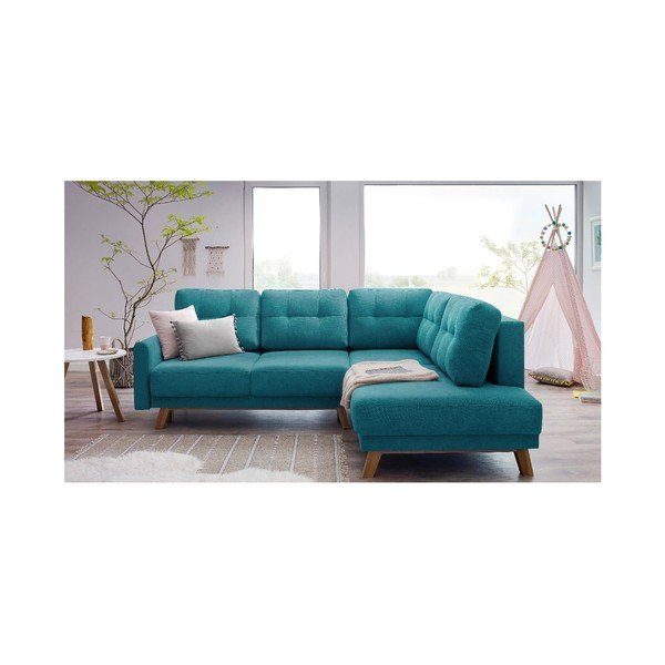 Turkio spalvos Bobochic Paris Balio kampinė sofa-lova, dešinysis kampas, 244 cm-image-4