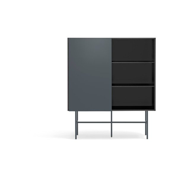 Aukšta šoninė spintelė juodos spalvos/antracito spalvos su stumdomomis durimis 120x140 cm Nube – Teulat-image-2