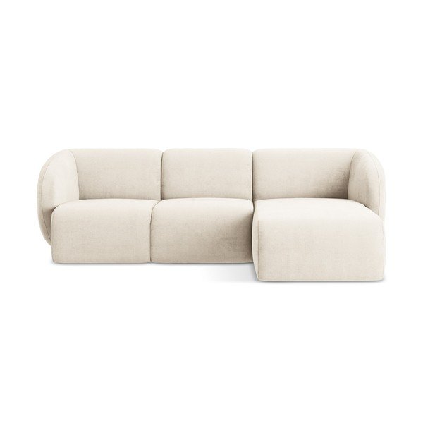 Smėlio spalvos kampinė sofa iš šenilinio audinio (su dešiniuoju kampu/su gultu) Lani – Makamii